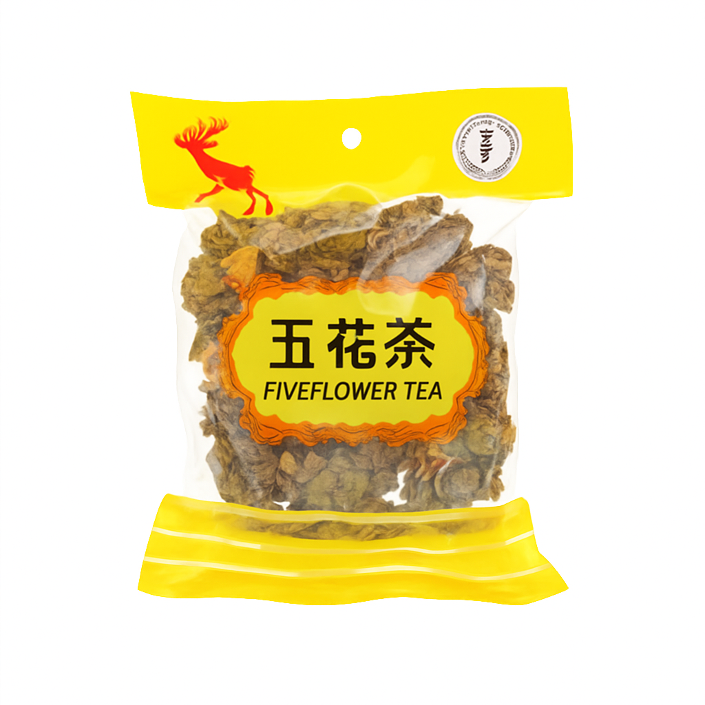 Mei Wei: Chá de Cinco Flores(五花茶)- Shuangyan 85g - Embalagem em Fundo Branco