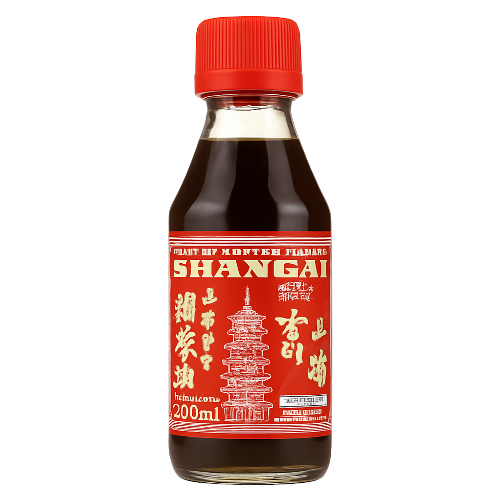 Mei Wei: Óleo de Gergelim Torrado Shang Ai(上海麻油)- Shanghai 200ml - Embalagem em Fundo Branco