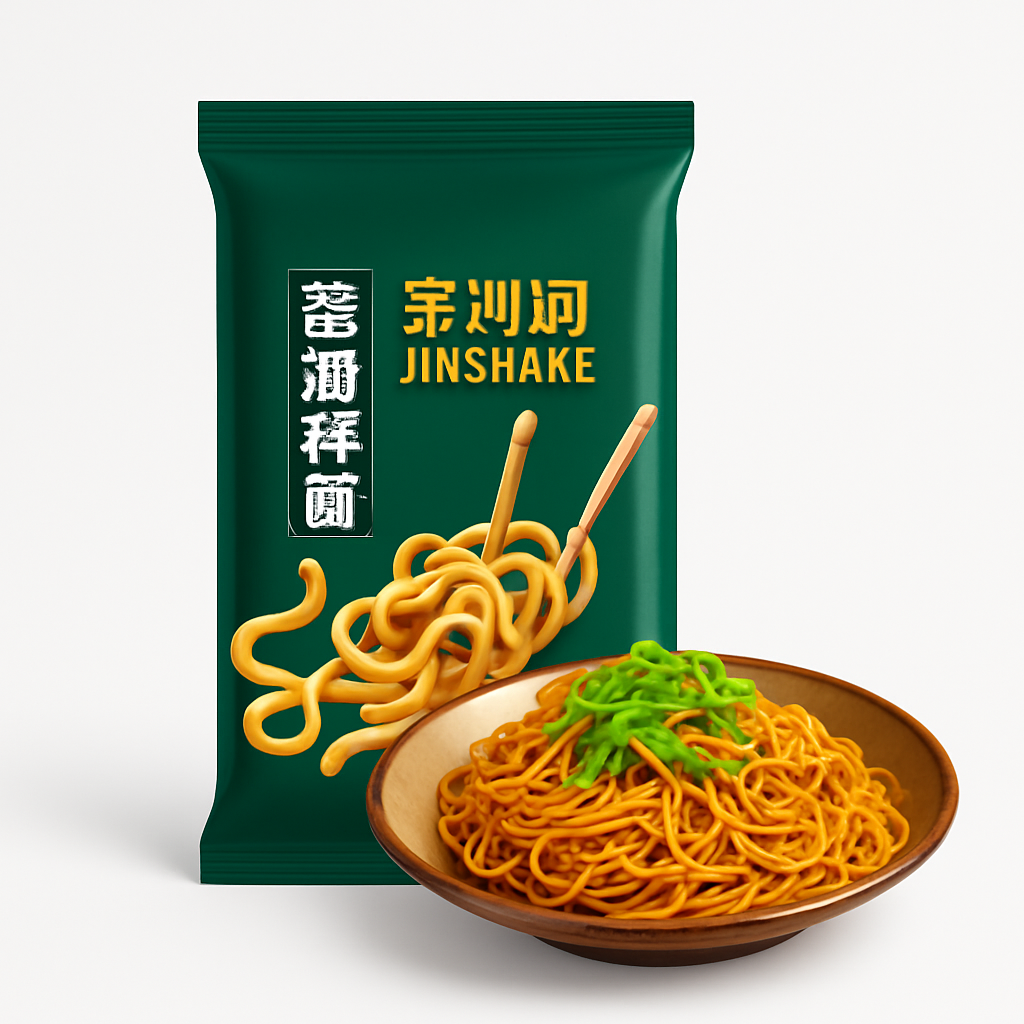Mei Wei: Macarrão Instantâneo de Cebolinha(葱油拌面)- Jinsha He 360g - Embalagem em Fundo Branco