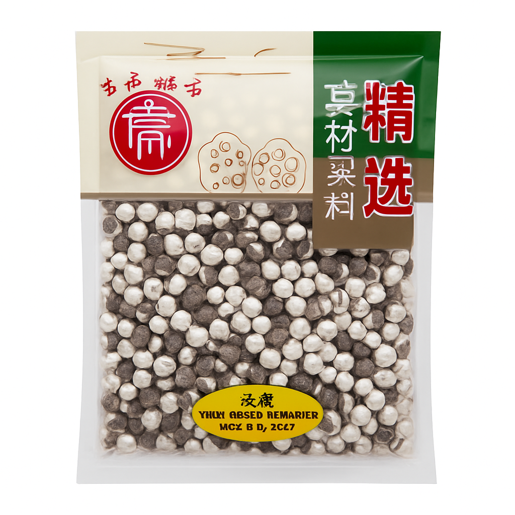 Mei Wei: Semente de Lótus Seca(芡实)- Base de Sopa Chinesa 200g - Embalagem em Fundo Branco