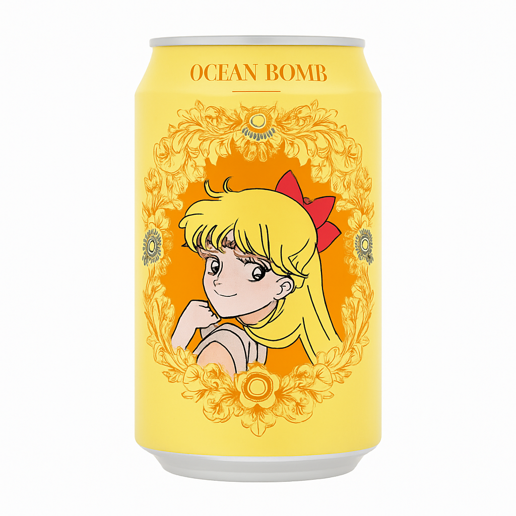 Mei Wei: Água com Gás Sabor Manga(芒果味気泡水)- Oceanbomb 330ml - Embalagem em Fundo Branco