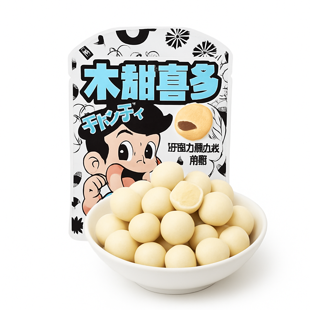 Mei Wei: Biscoito de Chocolate com Cobertura Sabor Iogurte(大福星)- Qishi 54g - Embalagem em Fundo Branco