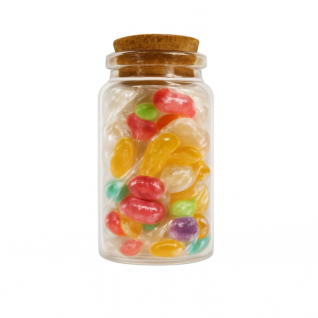 Mei Wei: Bala de Frutas em Pote Decorativo(心语心愿果汁糖)- Qifeng 80g - Embalagem em Fundo Branco