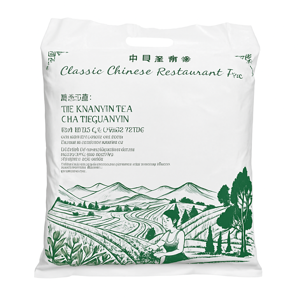 Mei Wei: Chá Tie Guan Yin(铁观音)- Classic Chinese Restaurant Tea 2270g - Embalagem em Fundo Branco