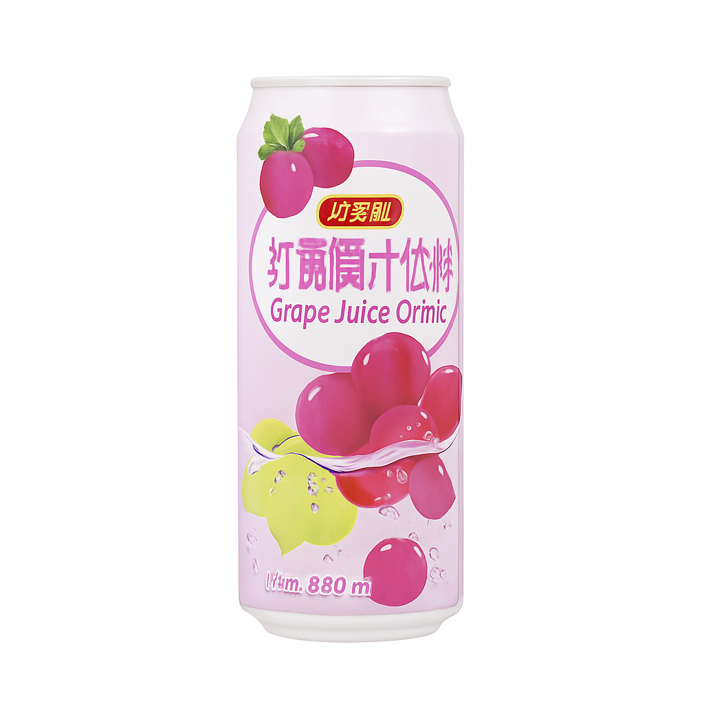 Mei Wei: Suco de Uva(红葡萄汁饮料)- Hamu 490ml - Embalagem em Fundo Branco