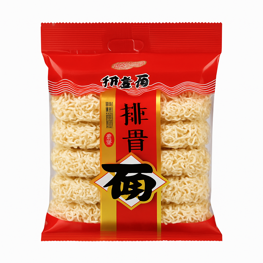 Mei Wei: Macarrão Instantâneo Sabor Costela(伊麦源排骨面)- Yimaiyuan 700g - Embalagem em Fundo Branco