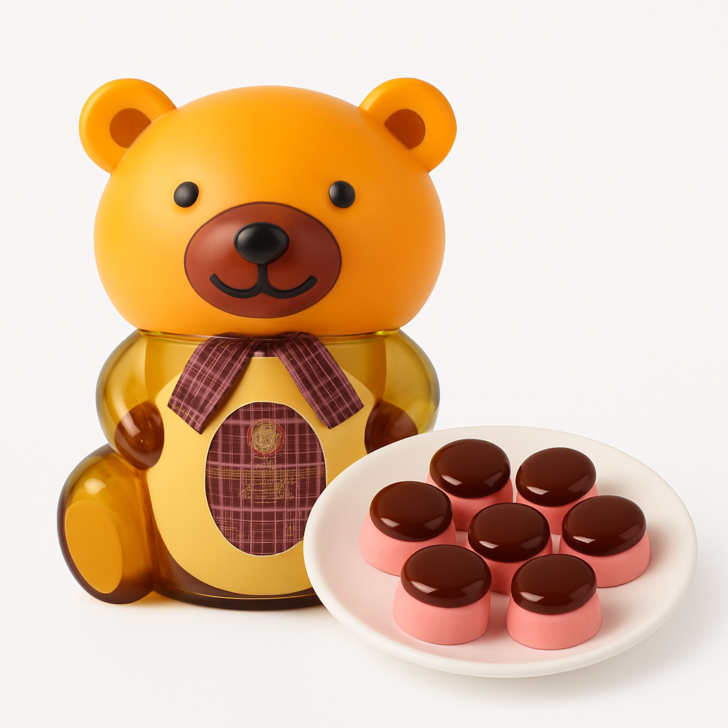 Mei Wei: Gelatina de Urso(熊果冻)- KK Sabor Ovo e Leite 680g - Embalagem em Fundo Branco