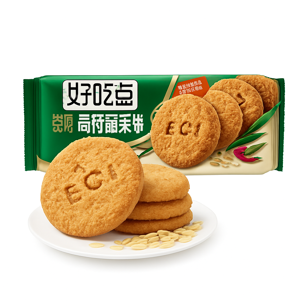 Mei Wei: Biscoito de Fibra e Vegetais(达利园高纤蔬菜饼)- Daliyuan 168g - Embalagem em Fundo Branco