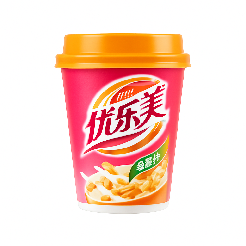 Mei Wei: Bubble Tea de Morango(优乐美草莓味珍珠奶茶)- ULM 70g - Embalagem em Fundo Branco