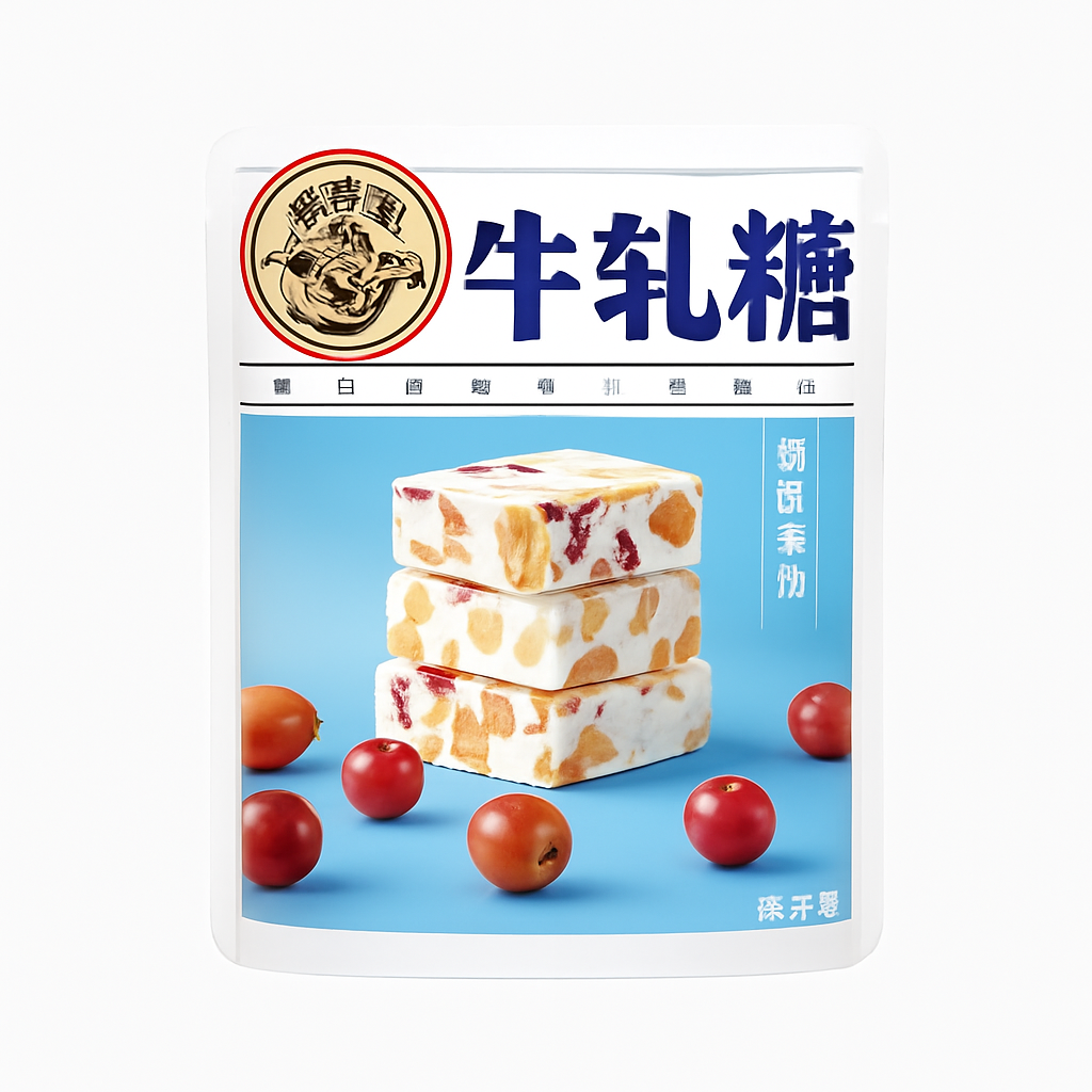 Mei Wei: Nougat de Cranberry(牛轧糖)- Xu Fu Ji 230g - Embalagem em Fundo Branco