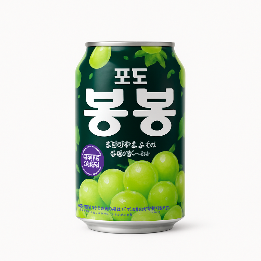 Mei Wei: Suco de Uva(포도음료)- Haitai 340ml - Embalagem em Fundo Branco