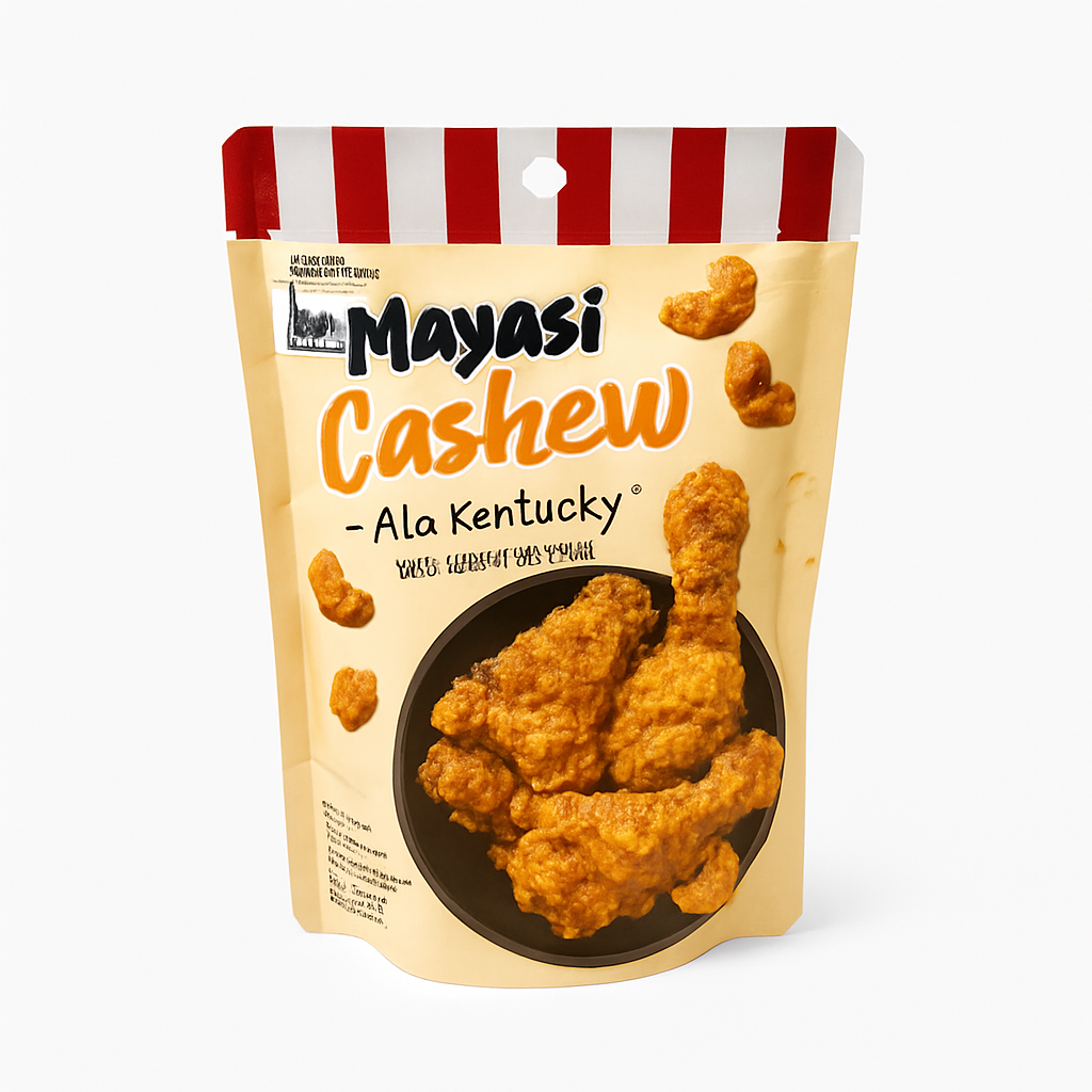 Mei Wei: Mayasi Salgadinho com Castanha de Caju Sabor Frango Frito Estilo Kentucky 35g - Embalagem em Fundo Branco