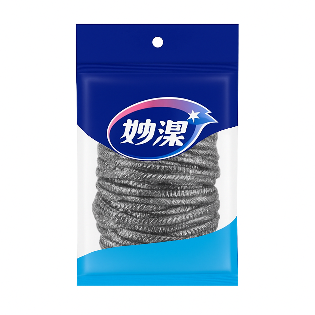 Mei Wei: Esponja de Aço Inox(金属钢丝球)- Miaojie 2 Unidades - Embalagem em Fundo Branco