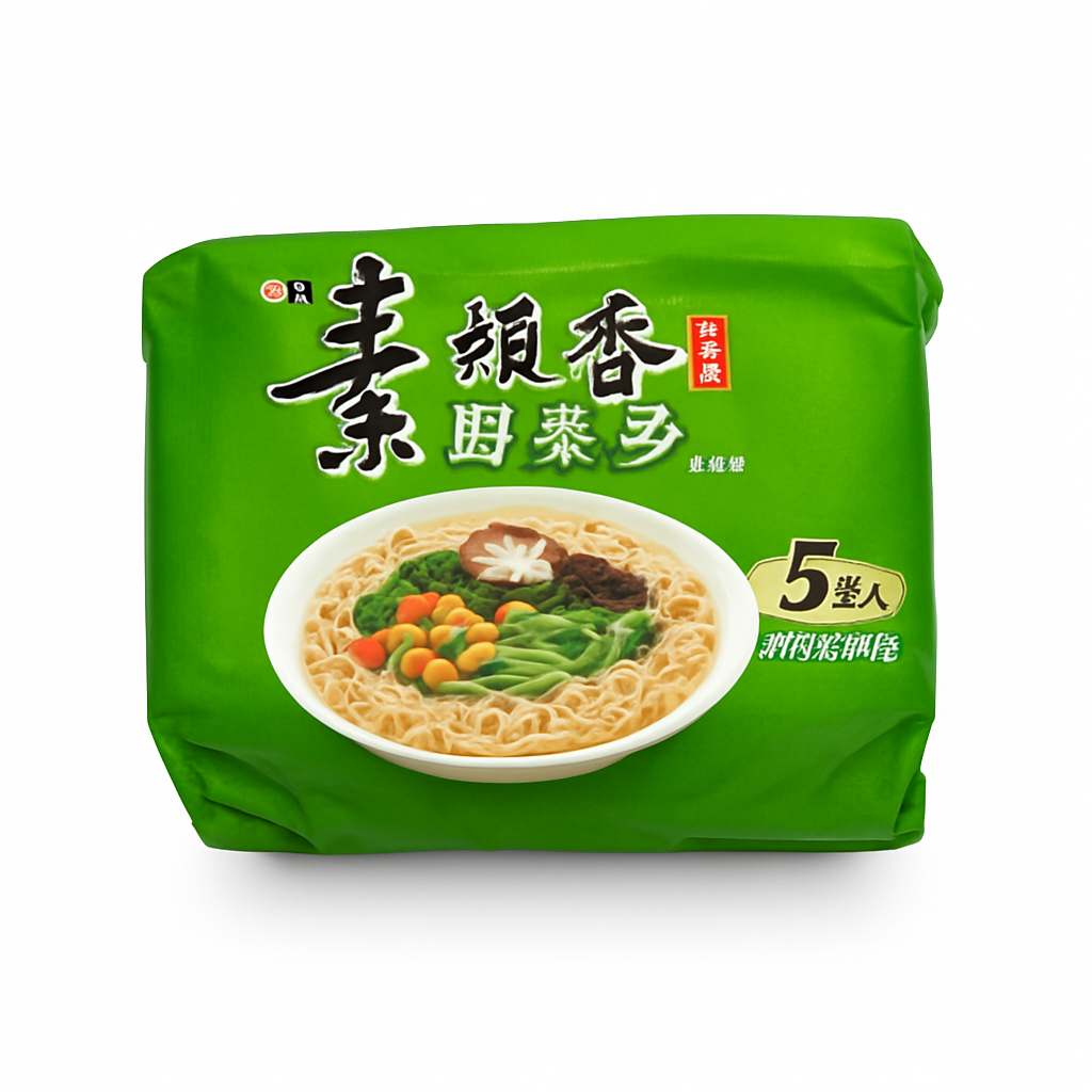 Mei Wei: Macarrão Instantâneo Vegetais(素飄香野菜多)- Wei Lih 5 Unidades - Embalagem em Fundo Branco