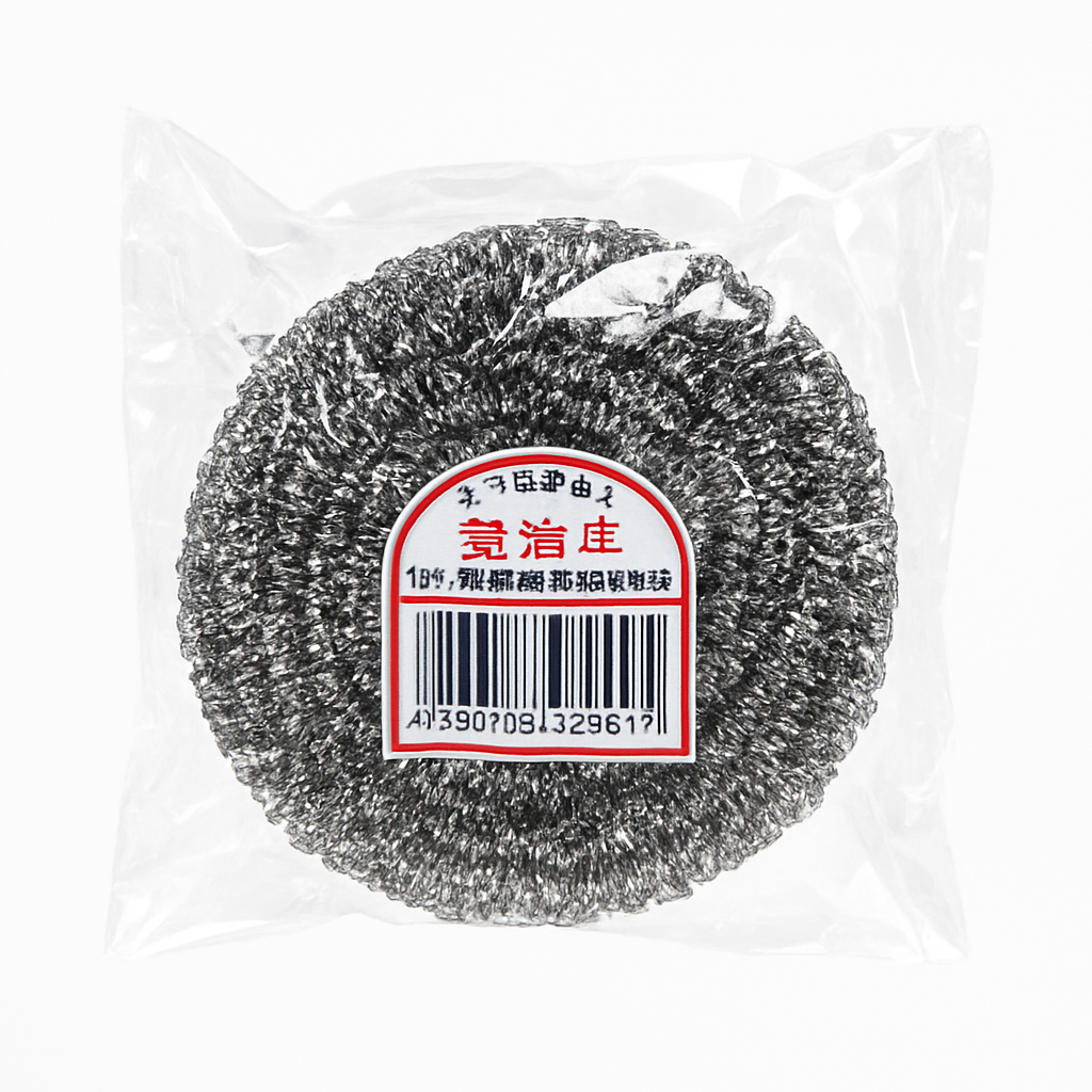 Mei Wei: Esponja de Aço Inoxidável(钢丝球)- 45g - Embalagem em Fundo Branco