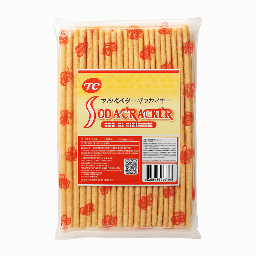 Mei Wei: Biscoito Soda Sabor Tomate(梳打饼蕃茄味)- Ito 400g - Embalagem em Fundo Branco