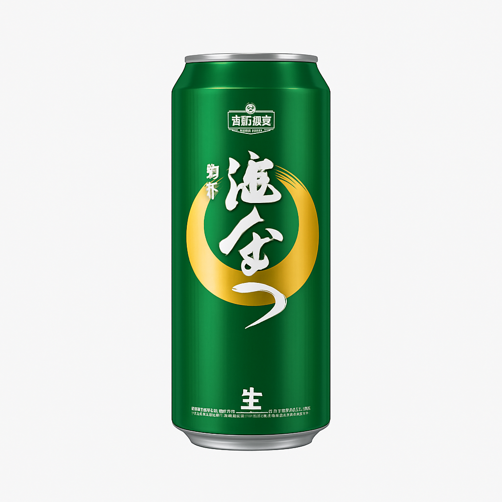 Mei Wei: Cerveja Zhujiang Puro Malte(珠江特制纯生)- Zhujiang 500ml - Embalagem em Fundo Branco