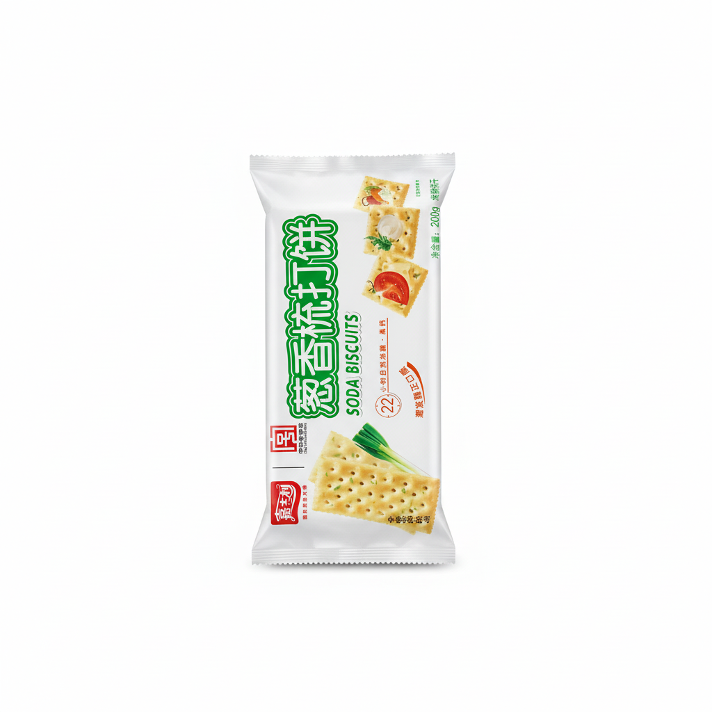 Mei Wei: Biscoito Soda de Cebola Verde 200g - Embalagem em Fundo Branco