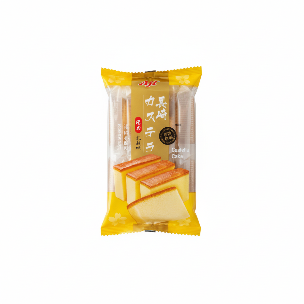 Mei Wei: Bolo Castella Sabor Iogurte Aji 300g - Embalagem em Fundo Branco