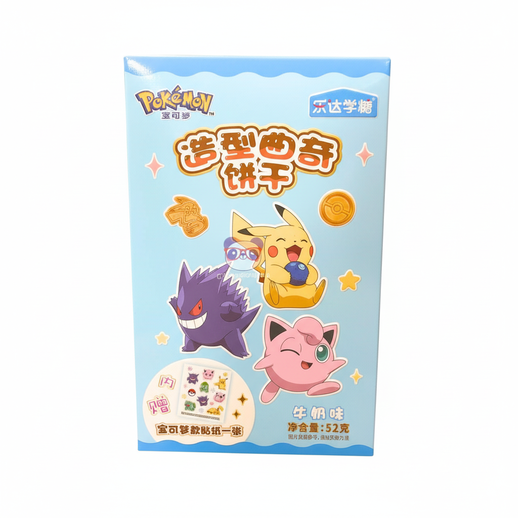 Mei Wei: Biscoito Sabor Leite Pokémon 52g - Embalagem em Fundo Branco