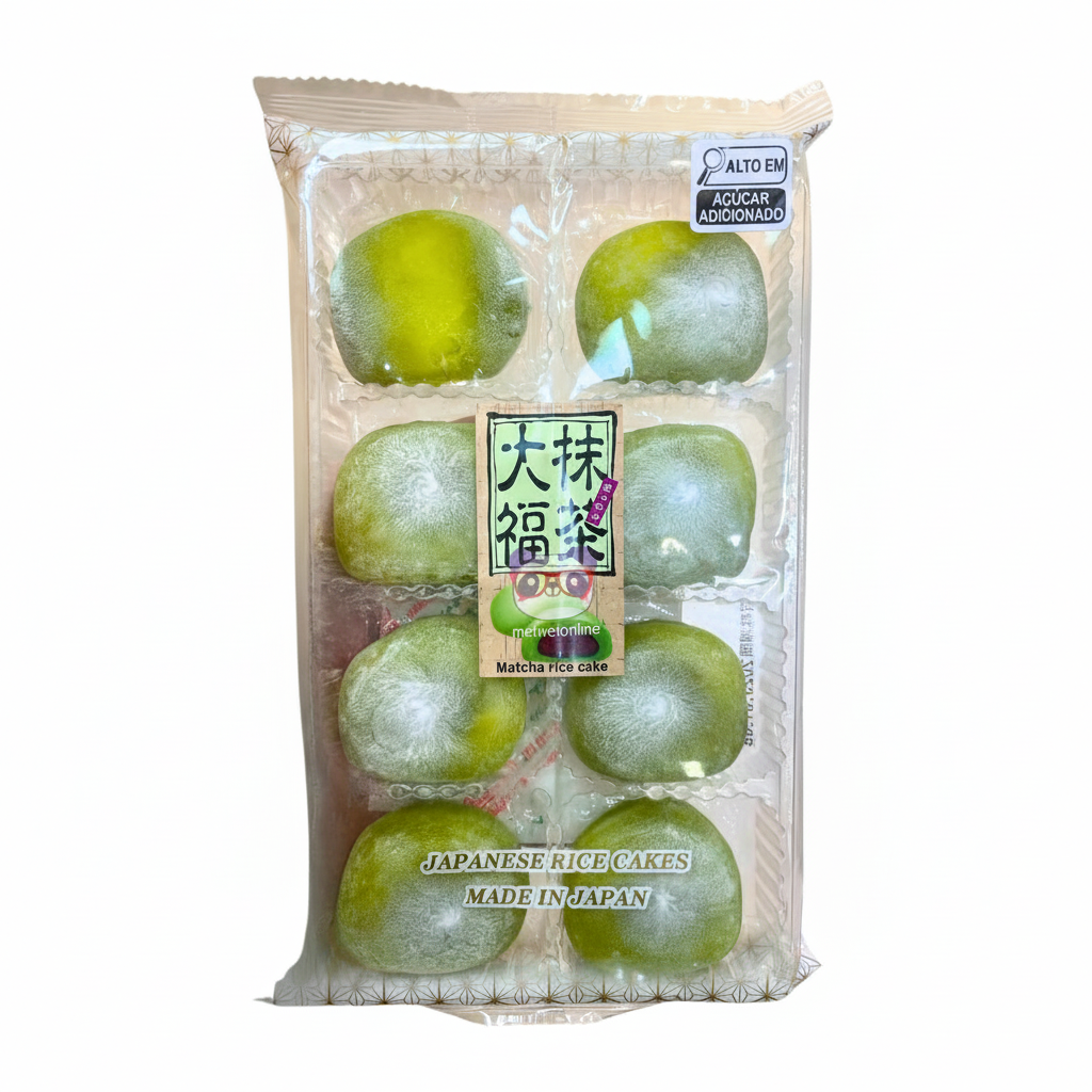 Mei Wei: Mochi Daifuku sabor matcha e feijão azuki Kubota 208g - Embalagem em Fundo Branco