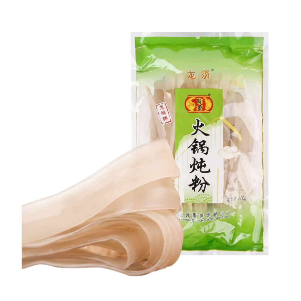 Mei Wei: Macarrão para Hotpot Longxu 200g - Embalagem em Fundo Branco