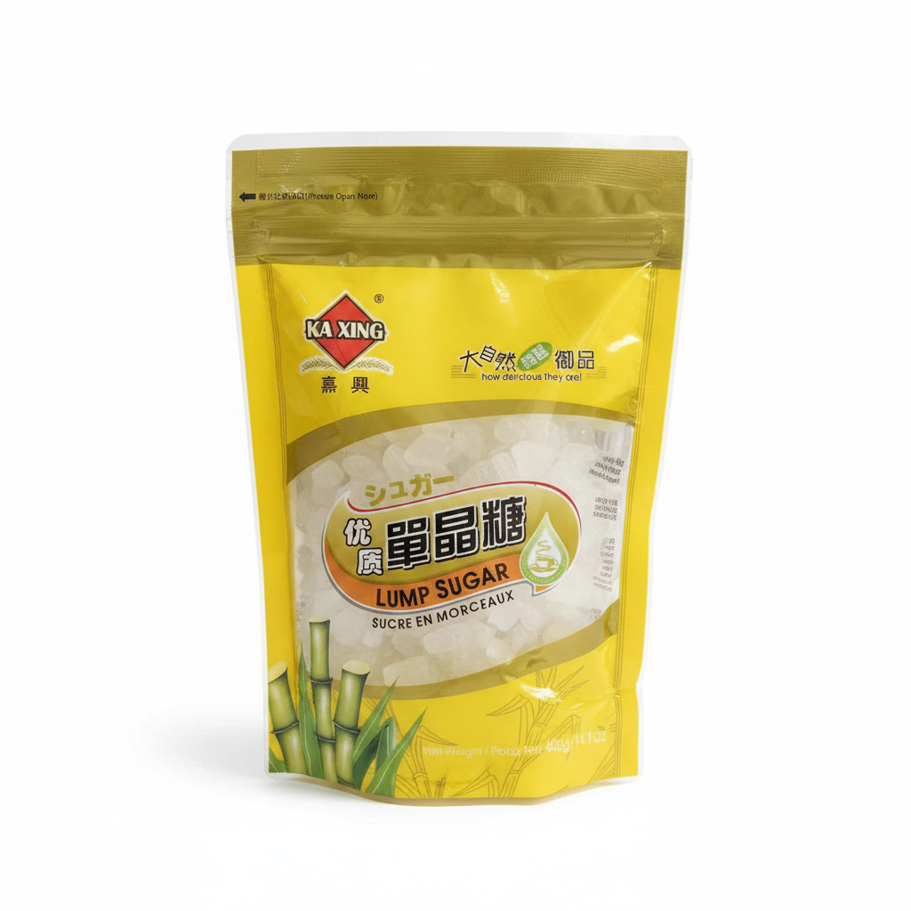 Mei Wei: Açúcar Cristal Branco Jiaxing 400g - 嘉兴单晶白冰糖 - Embalagem em Fundo Branco