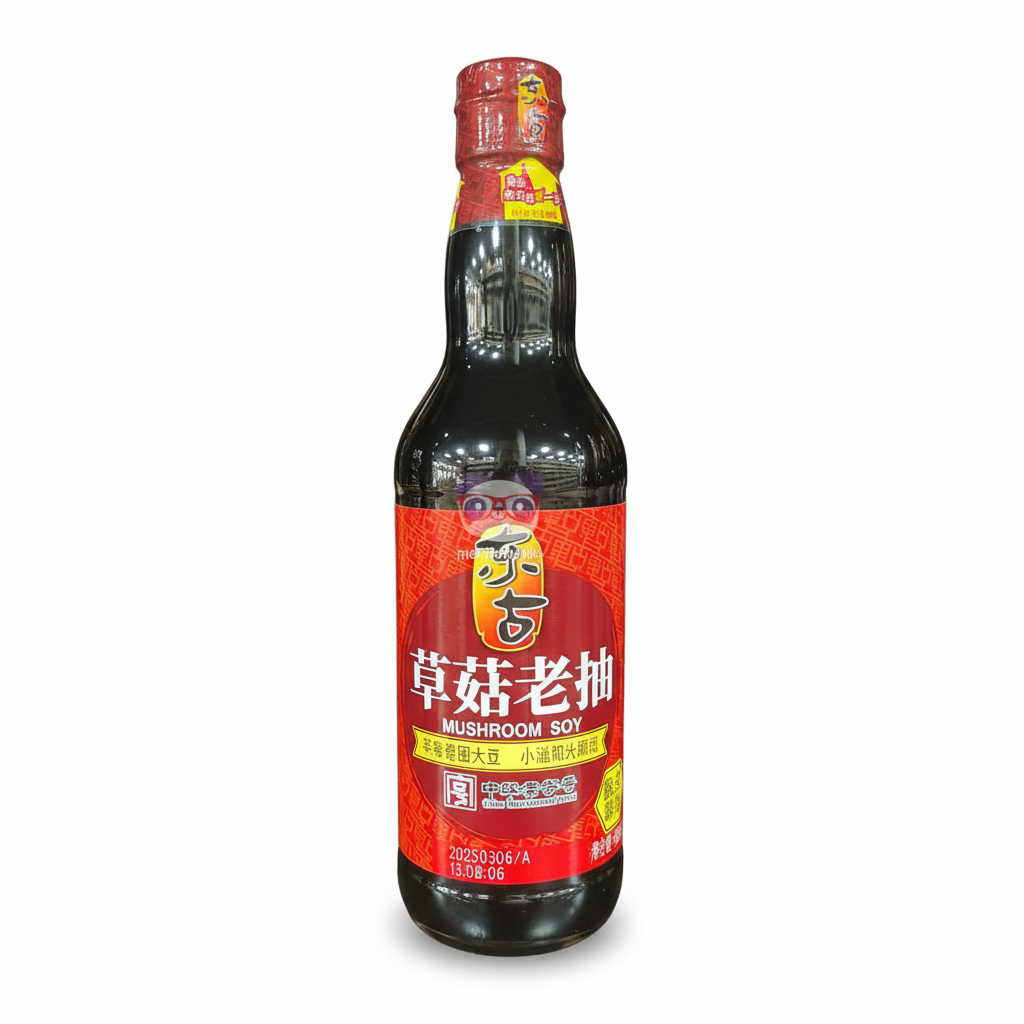 Mei Wei: Molho de Soja Escuro com Cogumelo DongGu 500ml - Embalagem em Fundo Branco