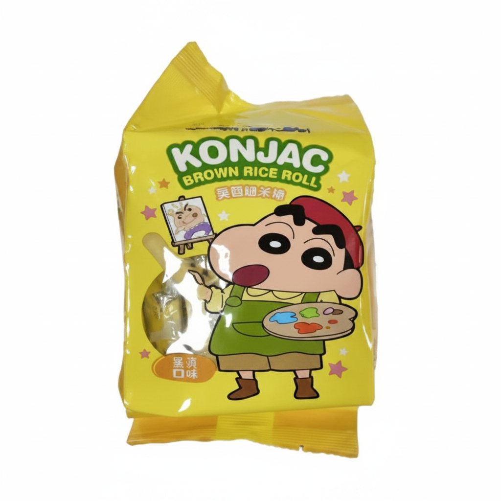 Mei Wei: Biscoito de Arroz Integral Sabor Gema de Ovo Crayon Shin-Chan 蜡笔小新 130g - Embalagem em Fundo Branco