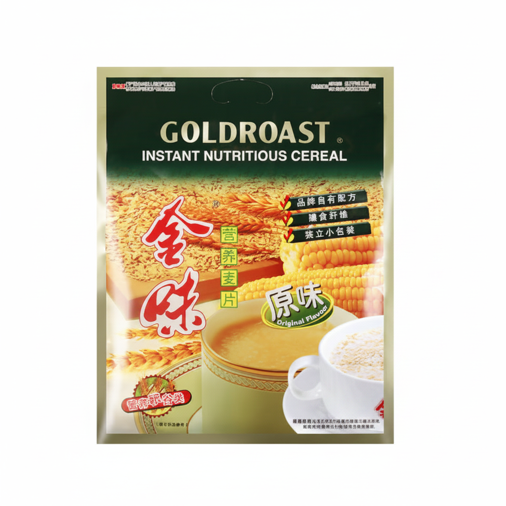 Mei Wei: Mingau de Aveia Solúvel Instantâneo Jinwei 600g - Embalagem em Fundo Branco