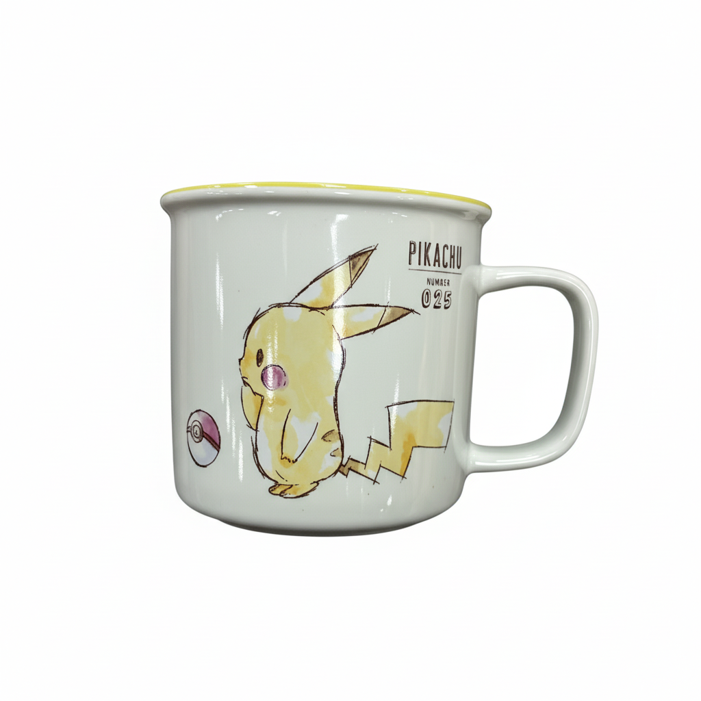 Mei Wei: Caneca Cerâmica Pikachu Shun Xiang 310ml - Embalagem em Fundo Branco
