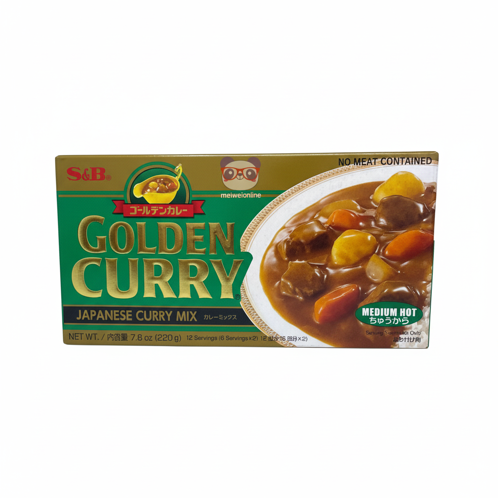 Mei Wei: Golden Curry Mix S&B Chukara Medium Hot 220g - Embalagem em Fundo Branco