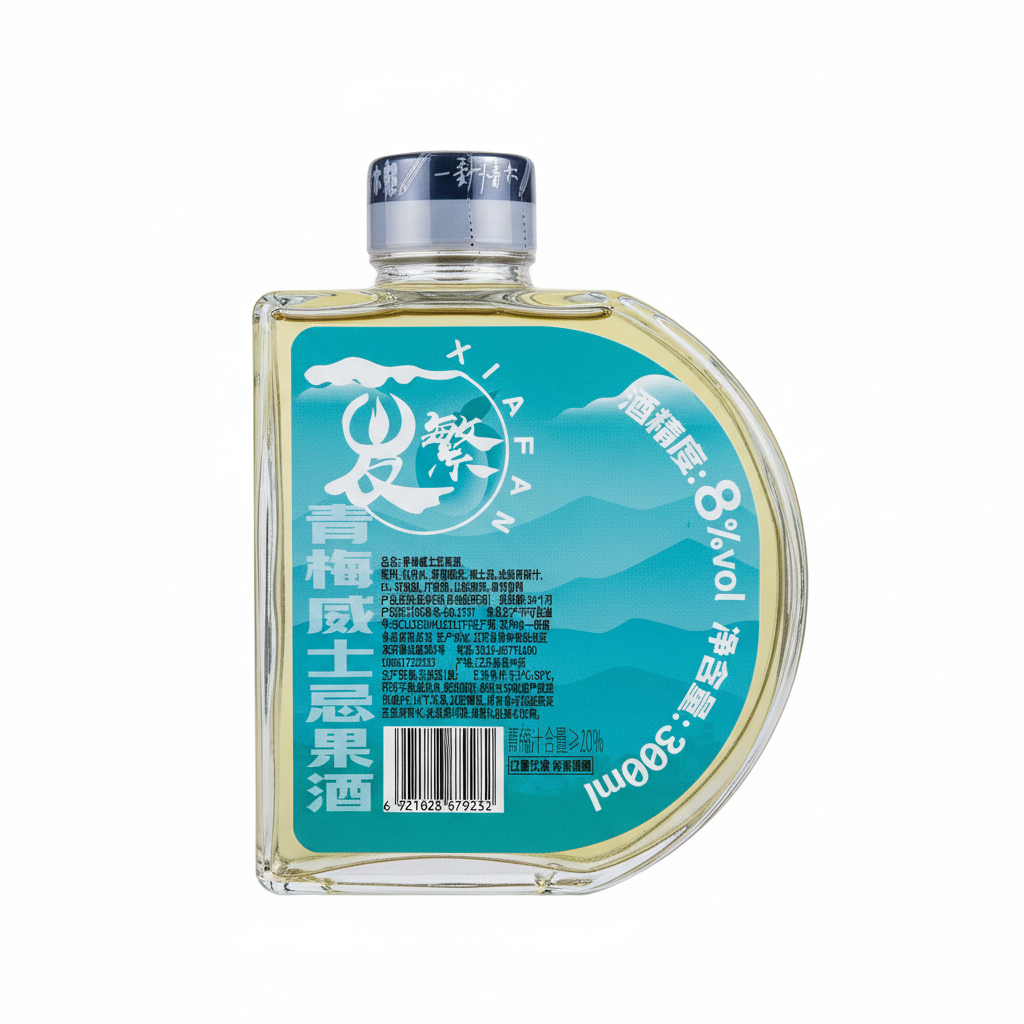 Mei Wei: Licor de Ameixa Verde com Whisky Xiaofen 300ml - Embalagem em Fundo Branco