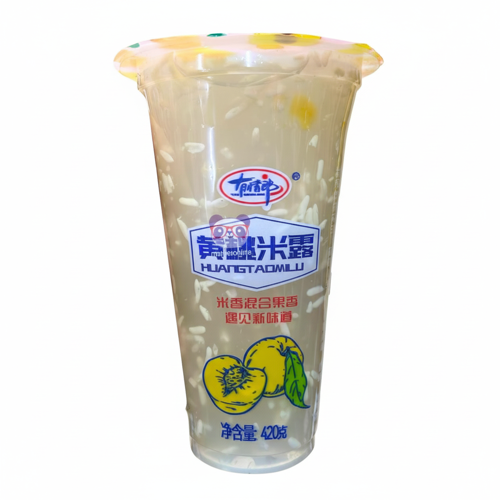 Mei Wei: Suco de Pêssego e Arroz You Qing Lang 420ml - Embalagem em Fundo Branco