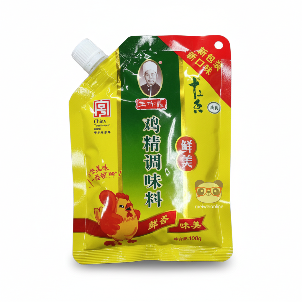 Mei Wei: Tempero Realçador Glutamato em Pó Sabor Frango Chuanle 100g - Embalagem em Fundo Branco