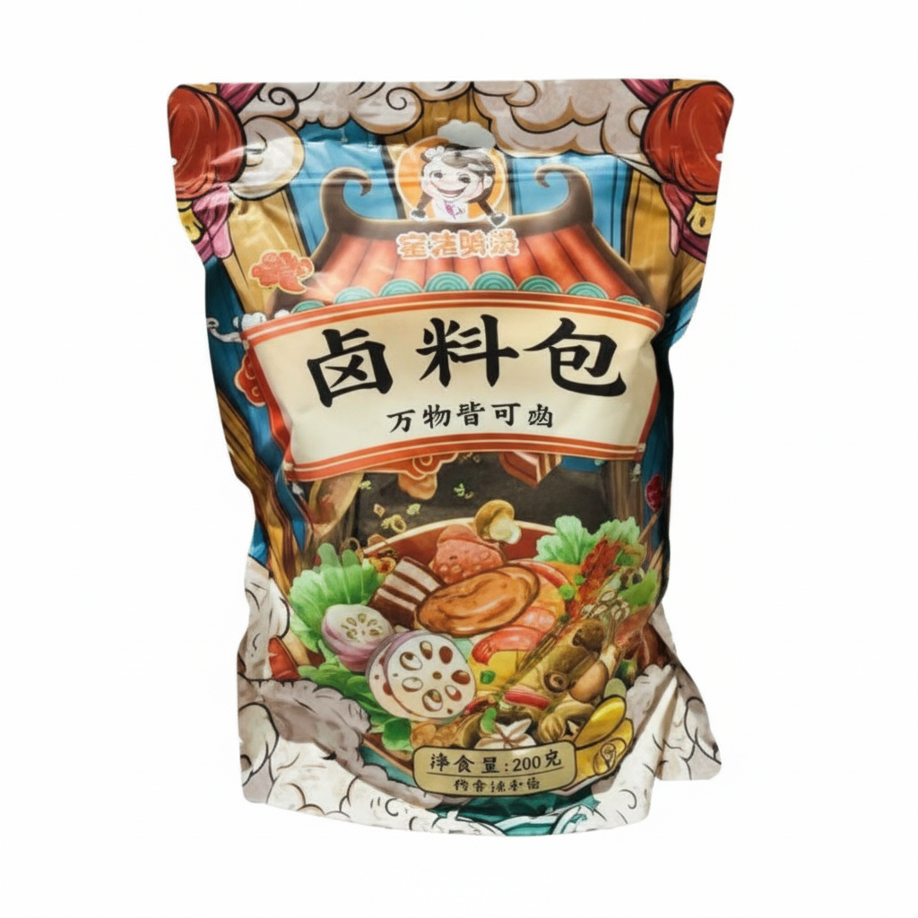 Mei Wei: Tempero para Marinar 5 Especiarias Zhaiwei 200g - Embalagem em Fundo Branco