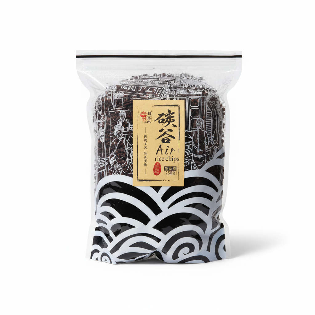 Mei Wei: Salgadinho de Arroz Air Rice Chips 250g - Embalagem em Fundo Branco