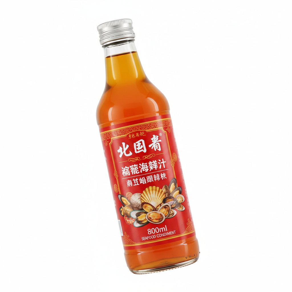 Mei Wei: Suco Concentrado de Marisco Beiguochun 800ml - Embalagem em Fundo Branco