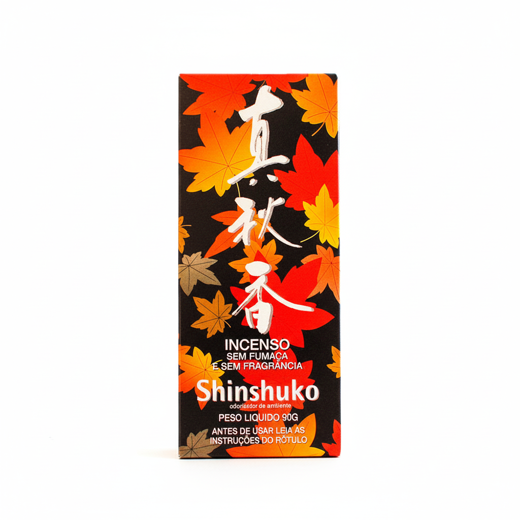 Mei Wei: Incenso Shinshuko Sem Fragrância e Sem Fumaça 160 Bastonetes 90g - Embalagem em Fundo Branco