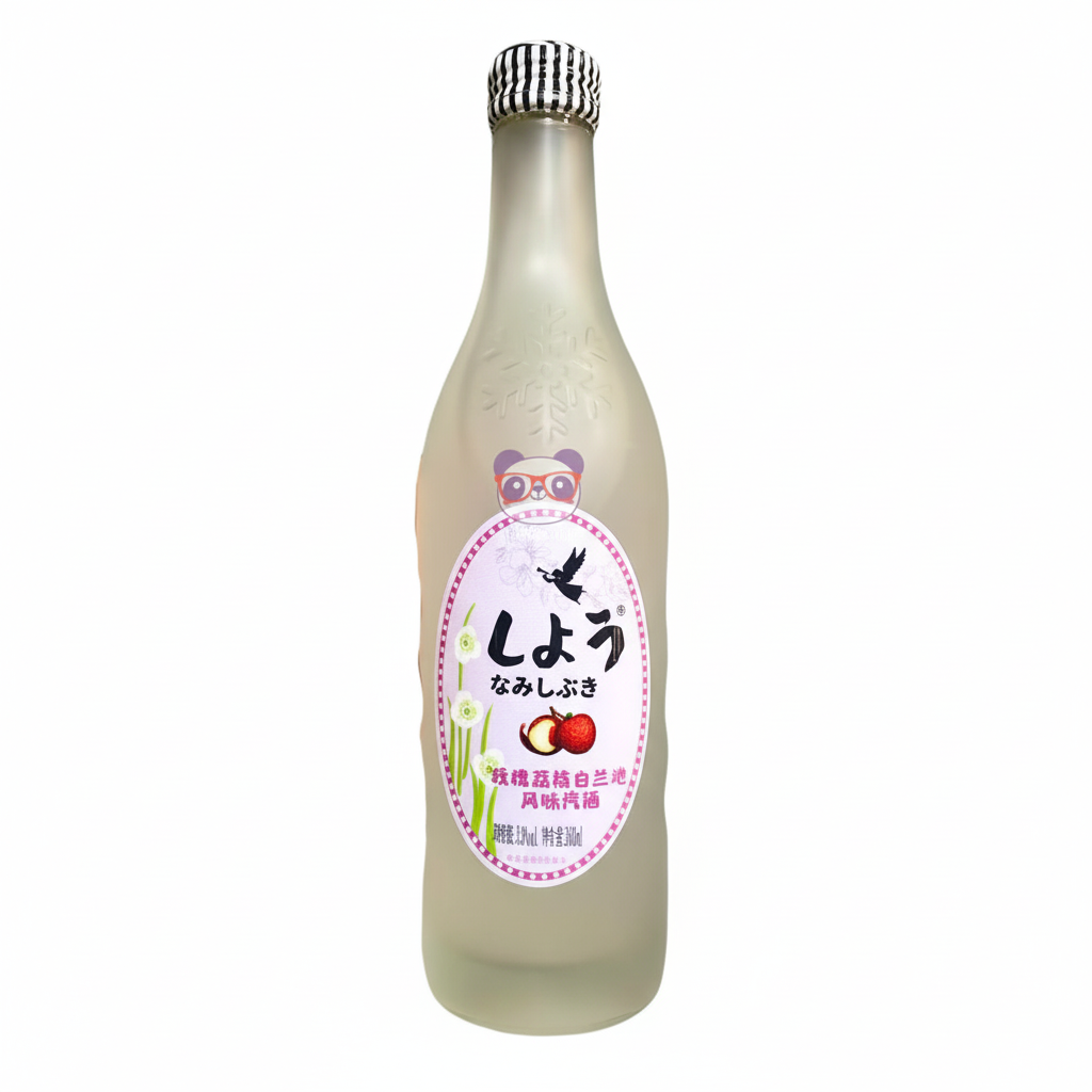 Mei Wei: Vinho Espumante com Conhaque Sabor Lichia Jilin Shengtai 360ml - Embalagem em Fundo Branco