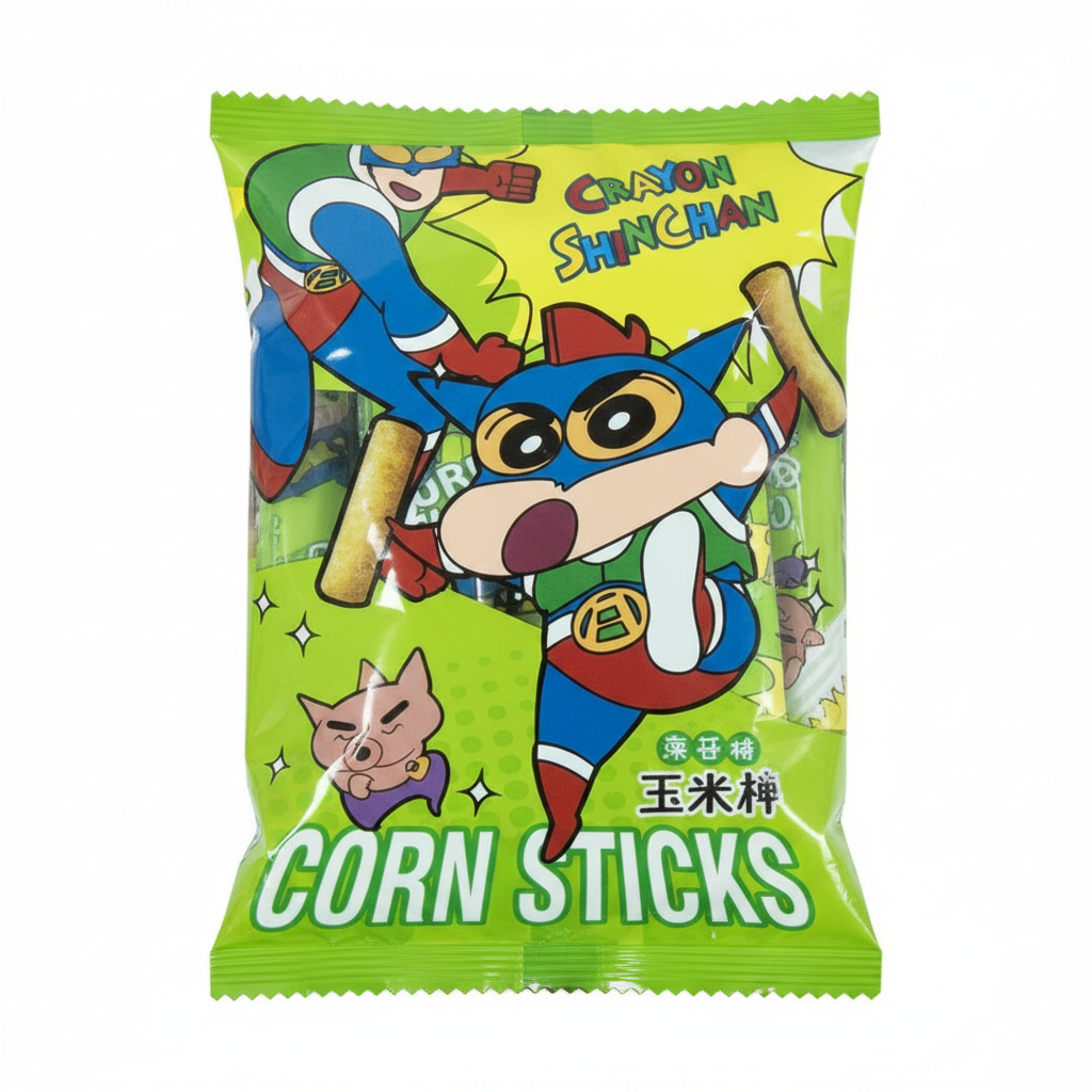 Mei Wei: Biscoito de Milho com Alga Marinha Crayon Shin-Chan 84g - Embalagem em Fundo Branco