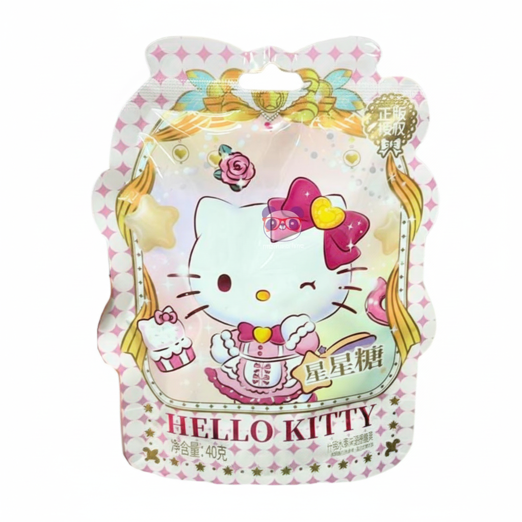 Mei Wei: Balas Duras Estrela Hello Kitty Sanrio 40g - Embalagem em Fundo Branco