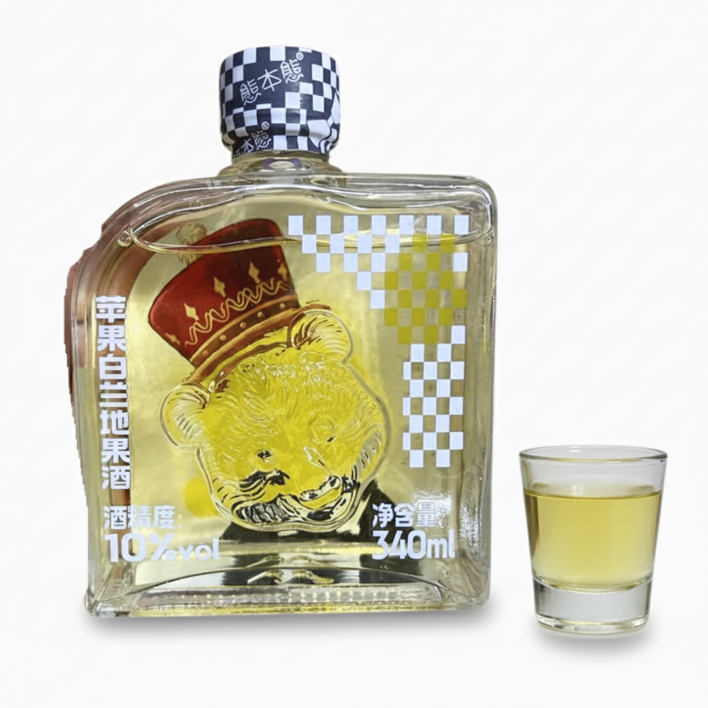 Licor Chinês de Maçã 340ml - 熊本熊苹果白兰地果酒