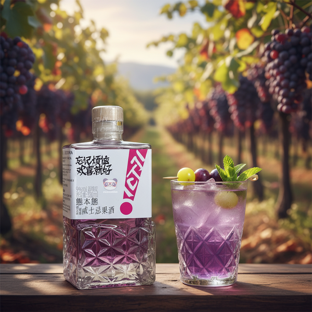 Licor Chinês de Uva 320ml - 熊本熊威士忌果酒