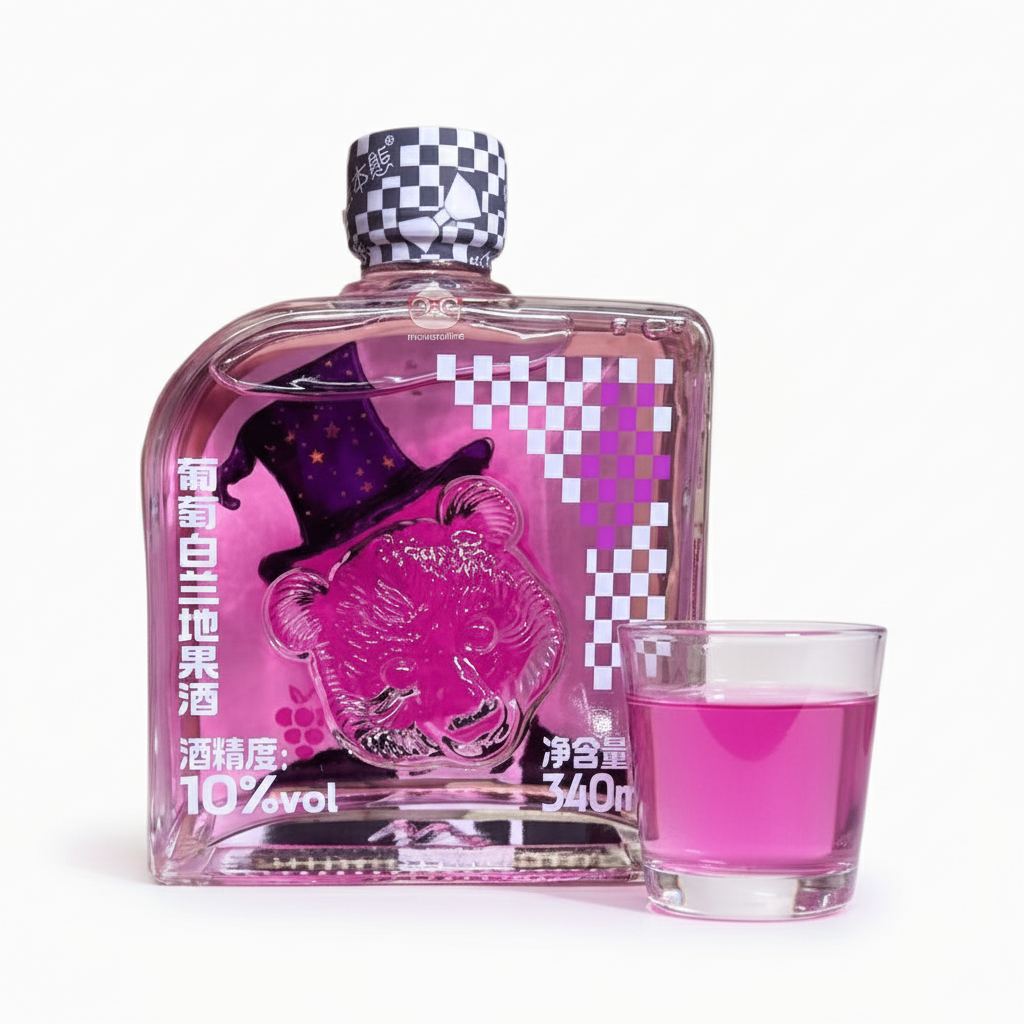 Licor Chinês de Uva 340ml - 熊本熊葡萄白兰地果酒