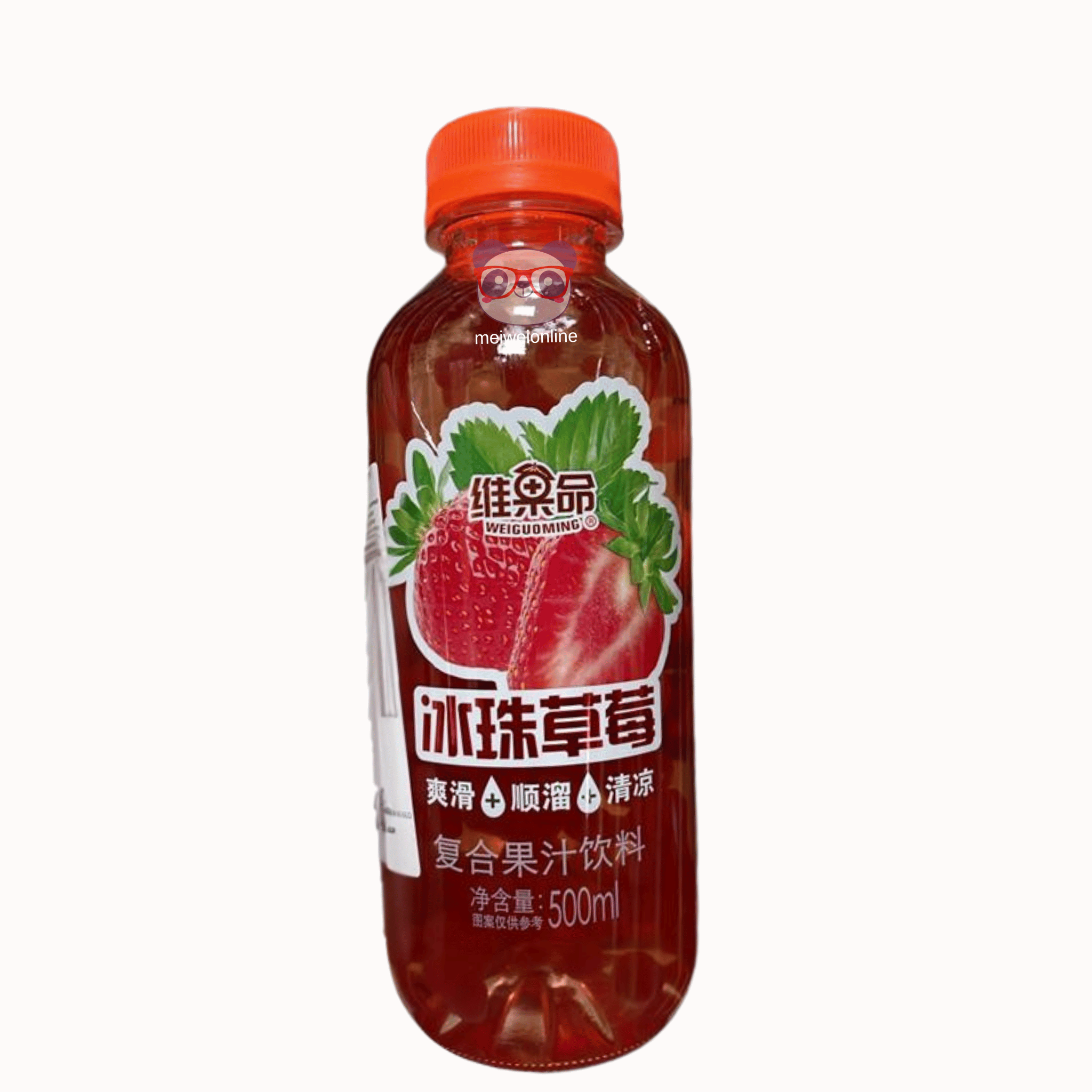 Bebida de morango com pérolas Weiguoming (维果命冰珠草莓) 500ml – bebida oriental refrescante pronta para beber Mei Wei