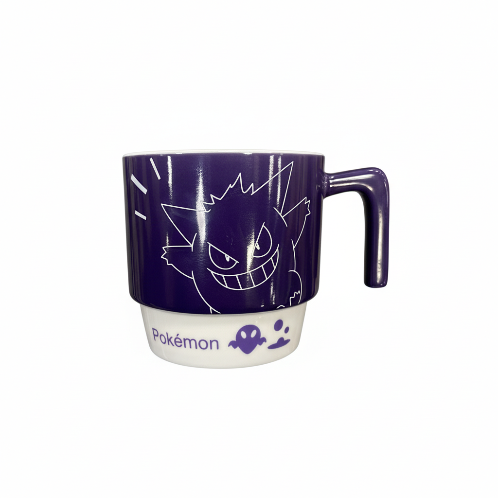 Mei Wei: Caneca Cerâmica Pokemon Gengar Shunxiang 320ml - Embalagem em Fundo Branco