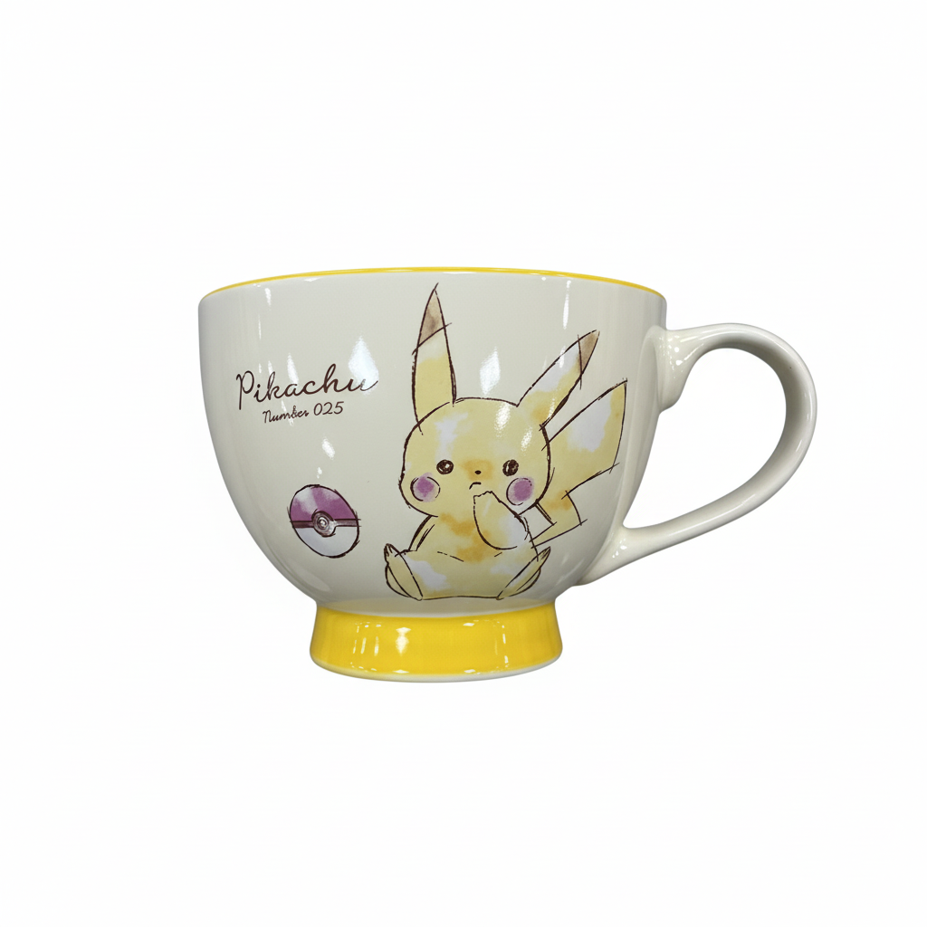 Mei Wei: Caneca Cerâmica Pikachu Shunxiang 450ml - Embalagem em Fundo Branco