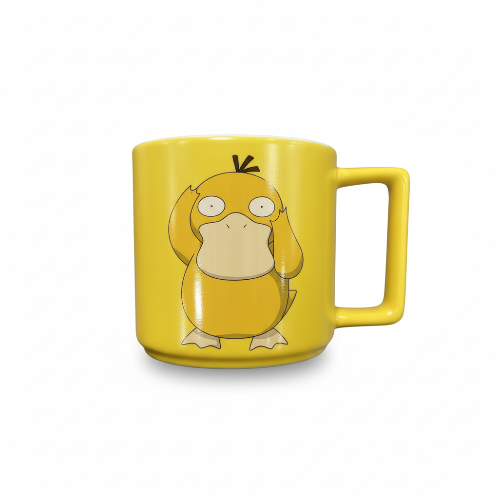 Mei Wei: Caneca Cerâmica Pokemon Psyduck Shunxiang 330ml - Embalagem em Fundo Branco