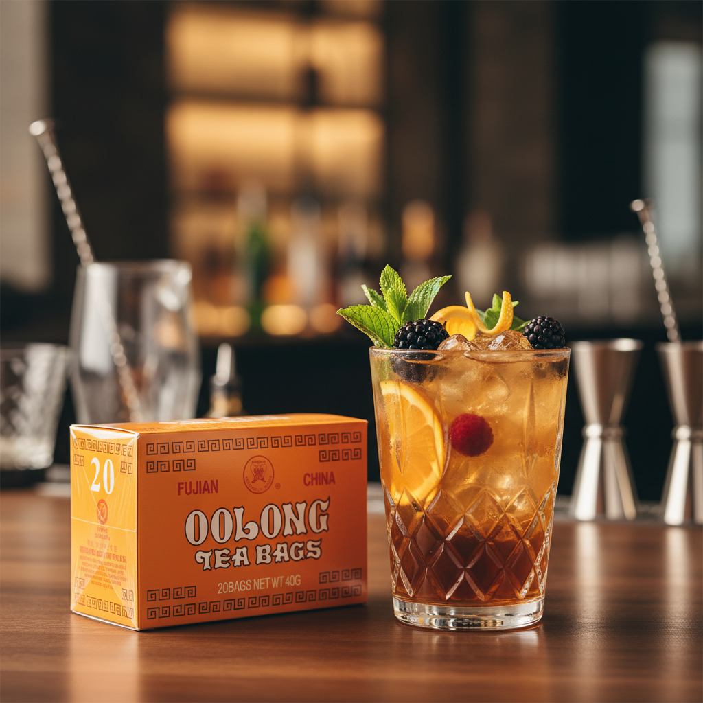 Mei Wei: Chá de Oolong Tea Fujian 20 sachês 40g em mocktail - receita criativa de coquetel sem álcool com chá oolong